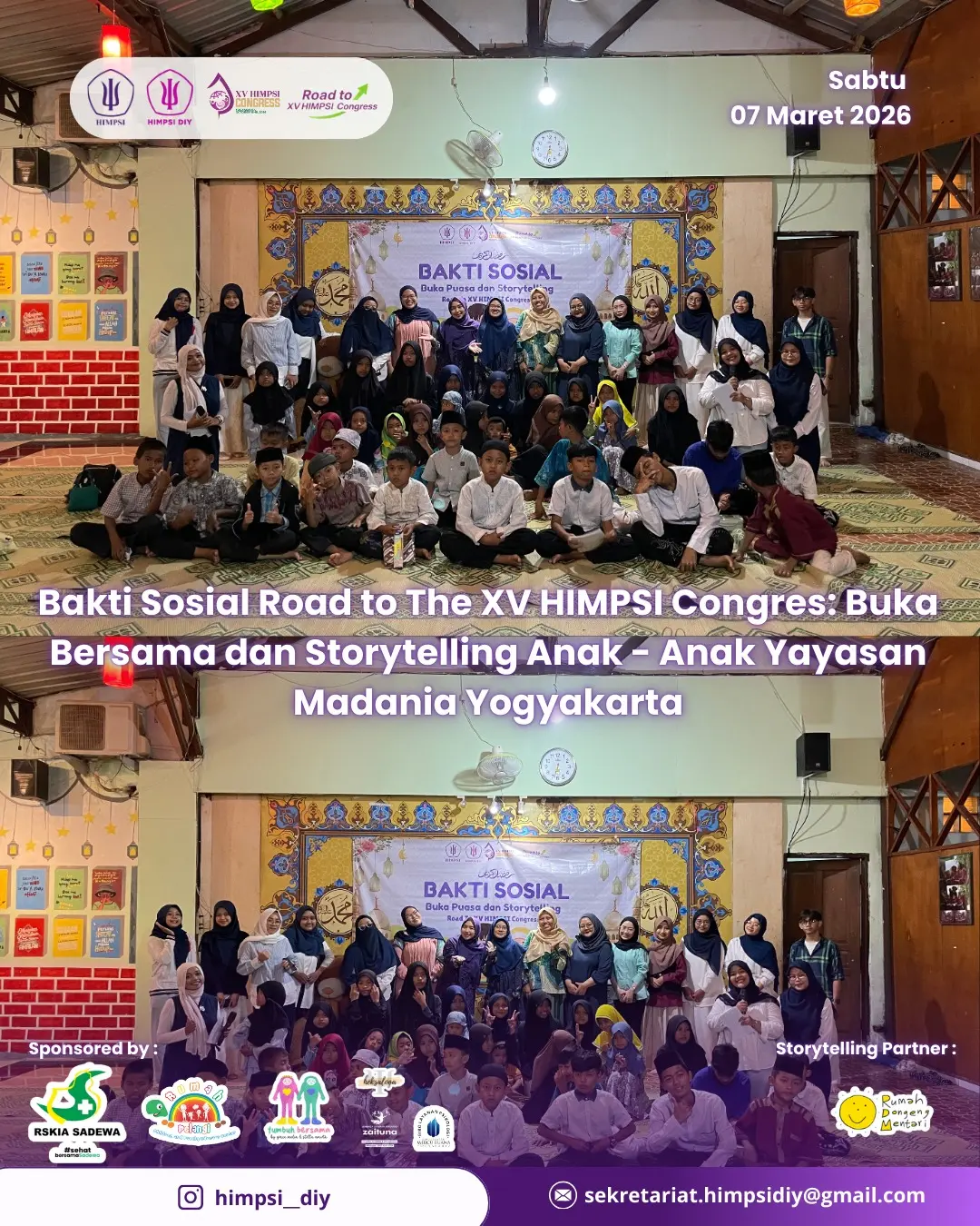 Dokumentasi Bakti Sosial Road to The XV HIMPSI Congres: Buka Bersama dan Storytelling Anak - Anak Yayasan Madania Yogyakarta