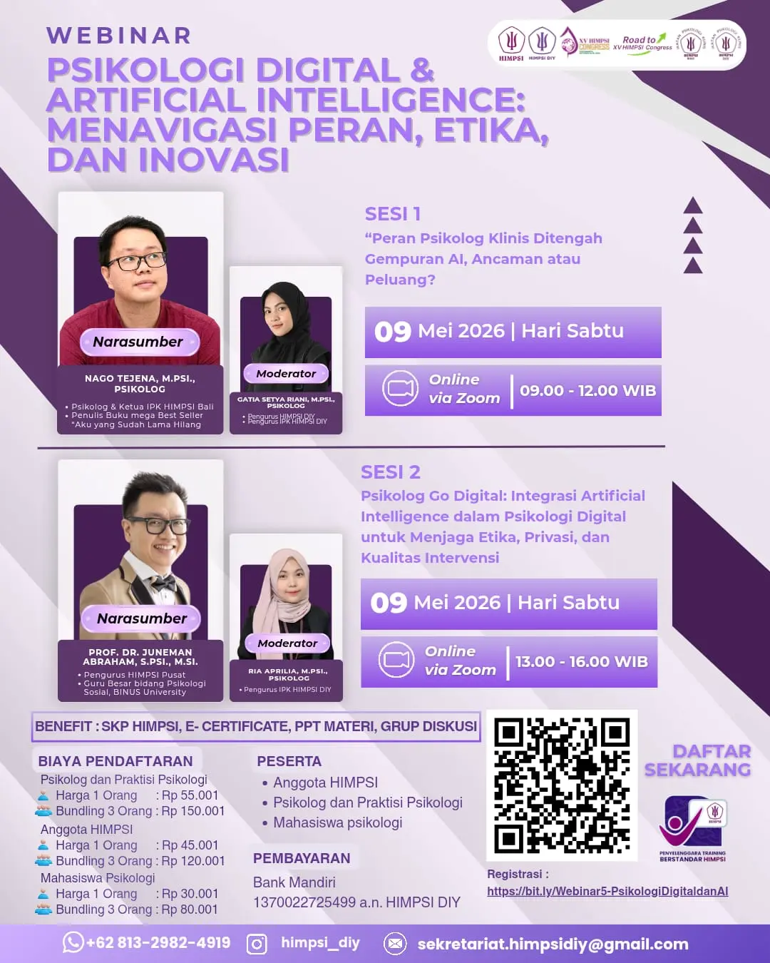 Webinar SKP HIMPSI kembali hadir dalam rangka Road to Congress XV HIMPSI 2026! ✨